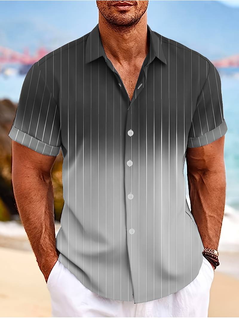 Kurzarm-Button-Down-Shirt mit Farbverlauf