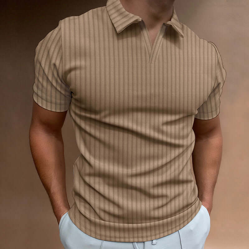 Gestreiftes Herren-Poloshirt Kurzarm Baumwolle