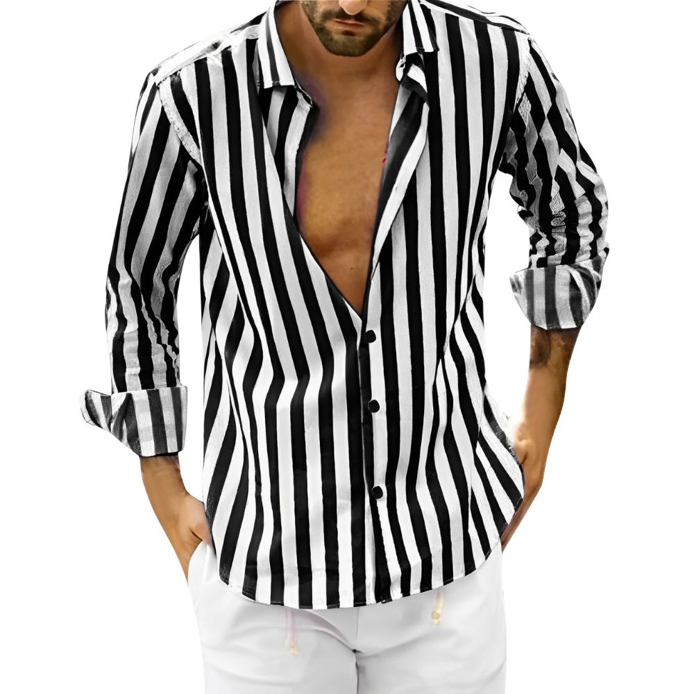 Herren Sommerhemd mit Streifen und schlankem Schnitt – Roald