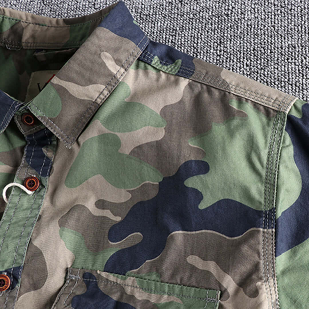 Robustes Herren Langarmhemd Camouflage