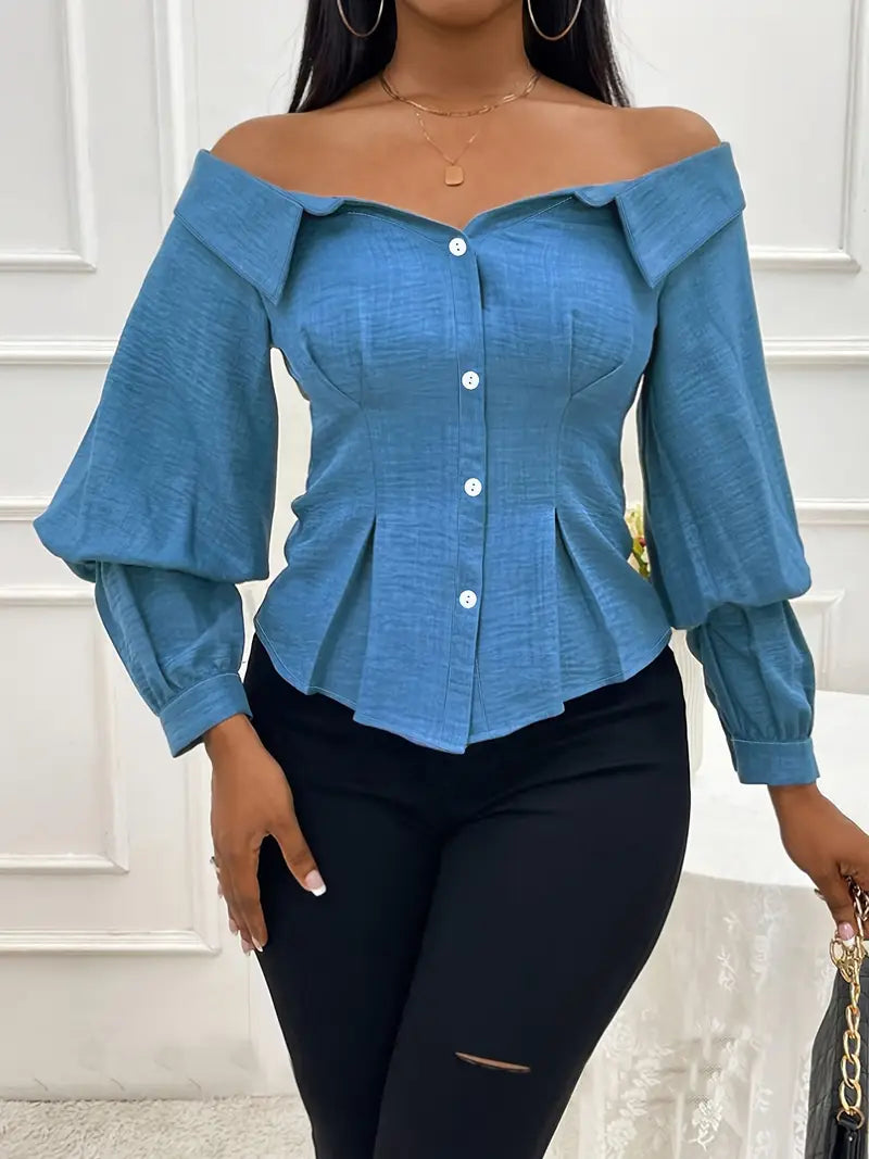 Elegante schulterfreie Bluse langarm