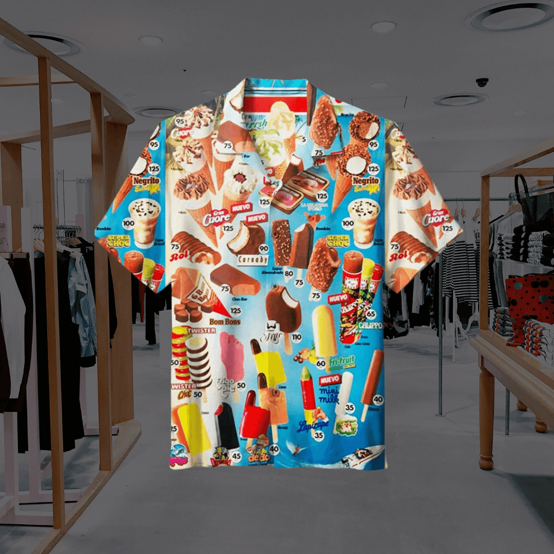 Sommerhemd Herren Kurzarm Eiscreme-Print