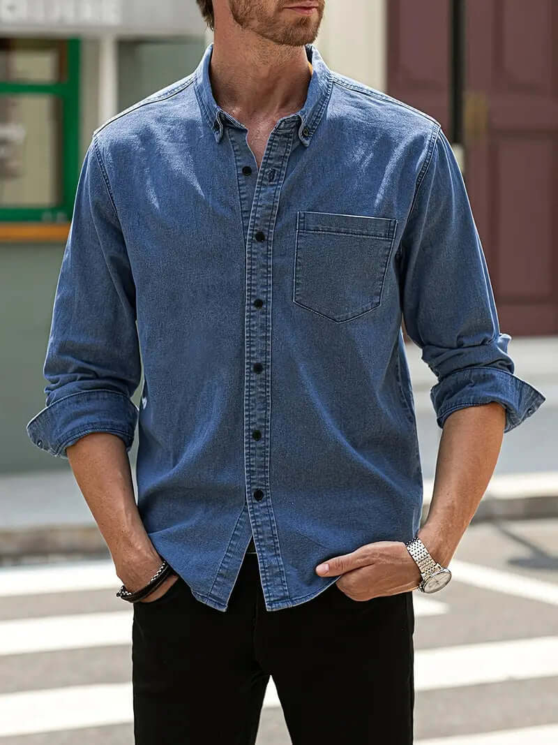 Gestreiftes Denim Hemd Regular Fit