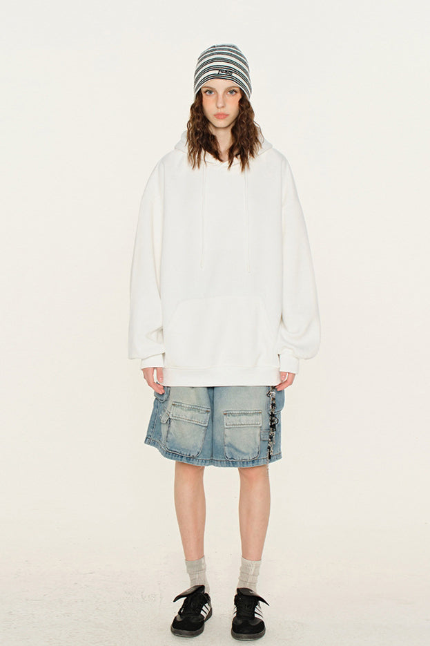 Winter-Sweatshirt mit Kapuze in Volltonfarbe