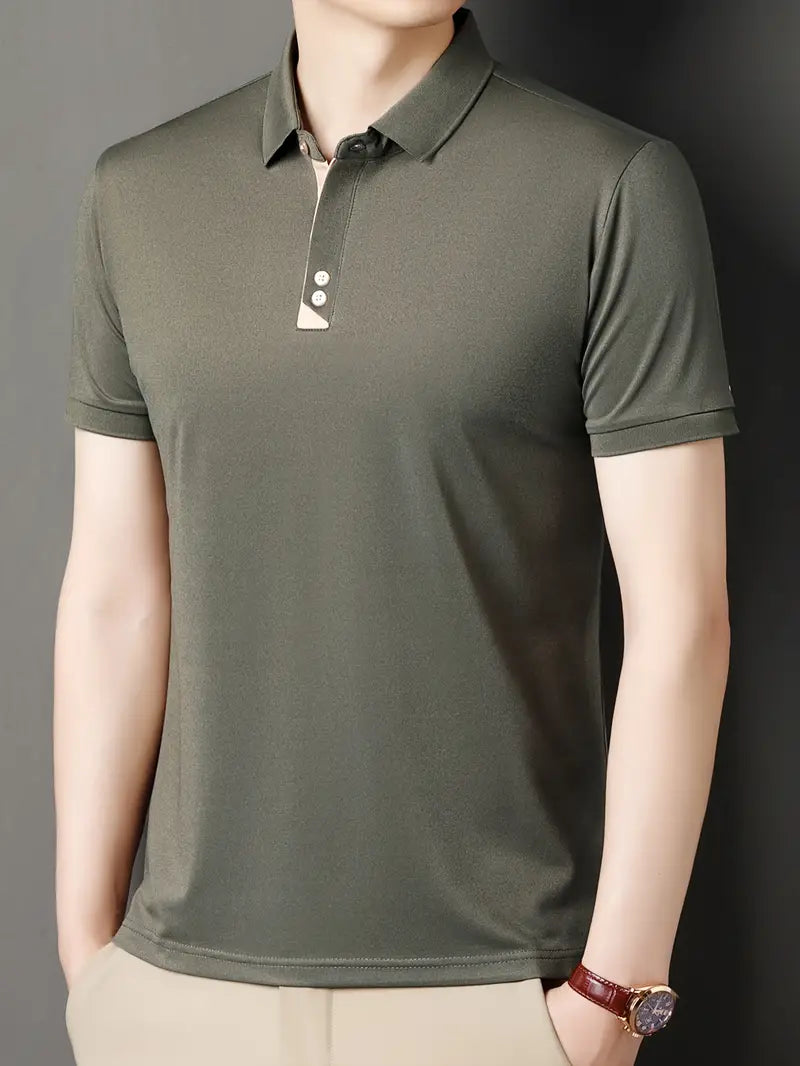 Herren Polohemd mit Farbblockmuster – Bequeme Passform – Elias