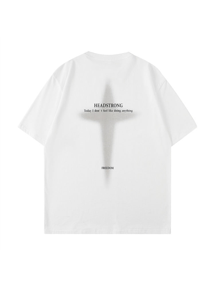 Unisex-T-Shirt mit Retro-Muster und kurzen Ärmeln