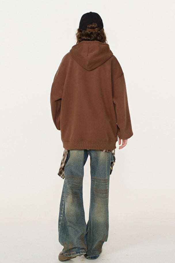 Winter-Sweatshirt mit Kapuze in Volltonfarbe