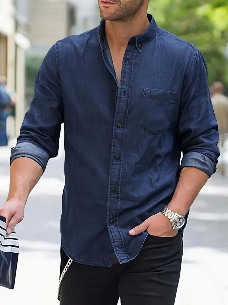 Gestreiftes Denim Hemd Regular Fit