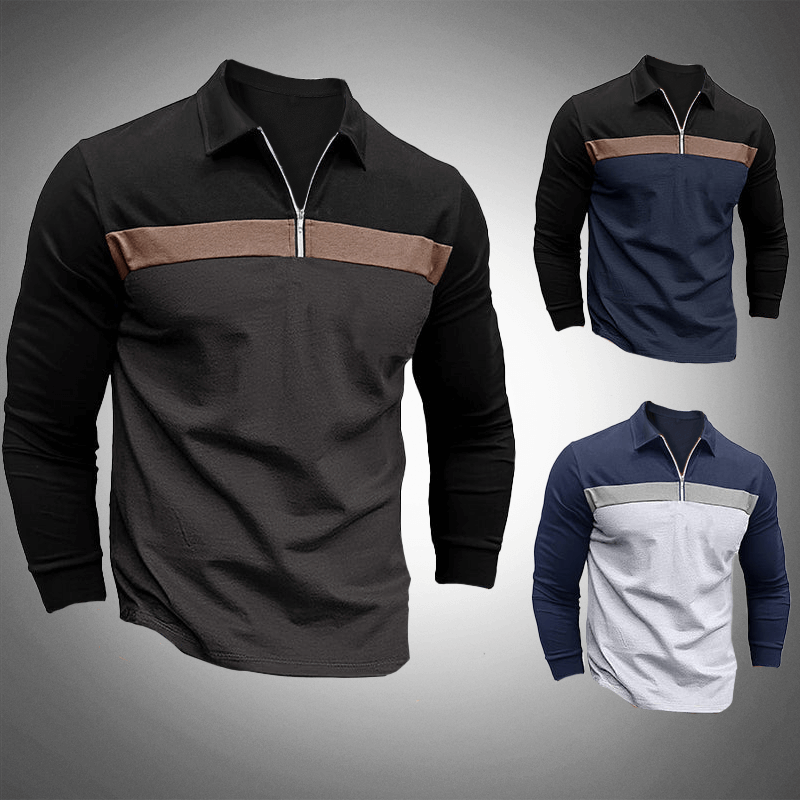 Herren Poloshirt Kieran - Gestreift, Langarm