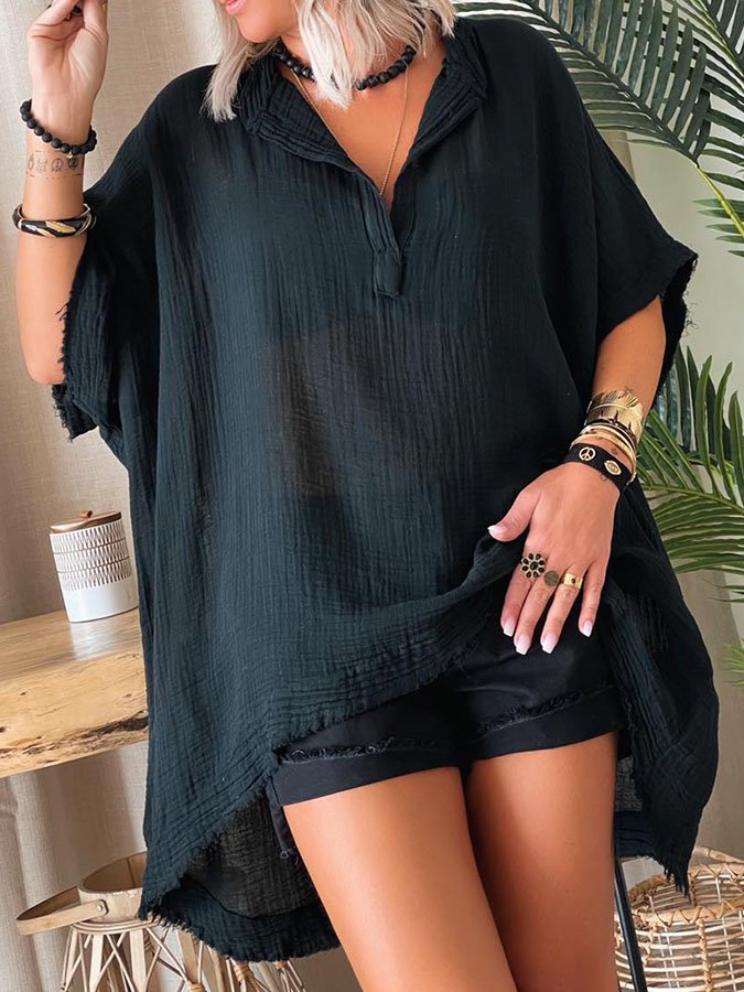 Chic Eenvoud: Lockeres, lässiges einfarbiges T-Shirt