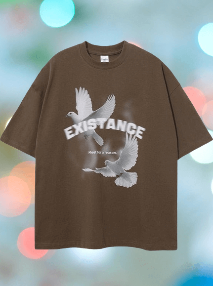 Friedenstauben-Print T-Shirt Herren - Kurzarm Sommertop