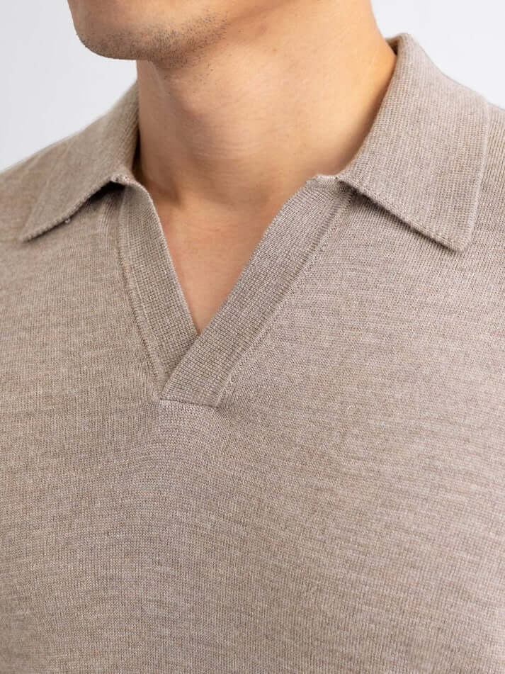 Herren Langarm Poloshirt V-Ausschnitt