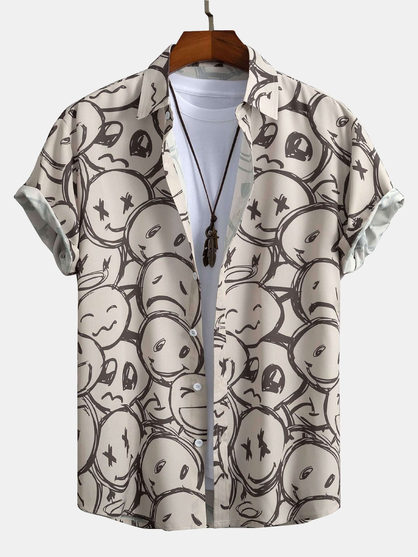 Beiges Hemd mit Print