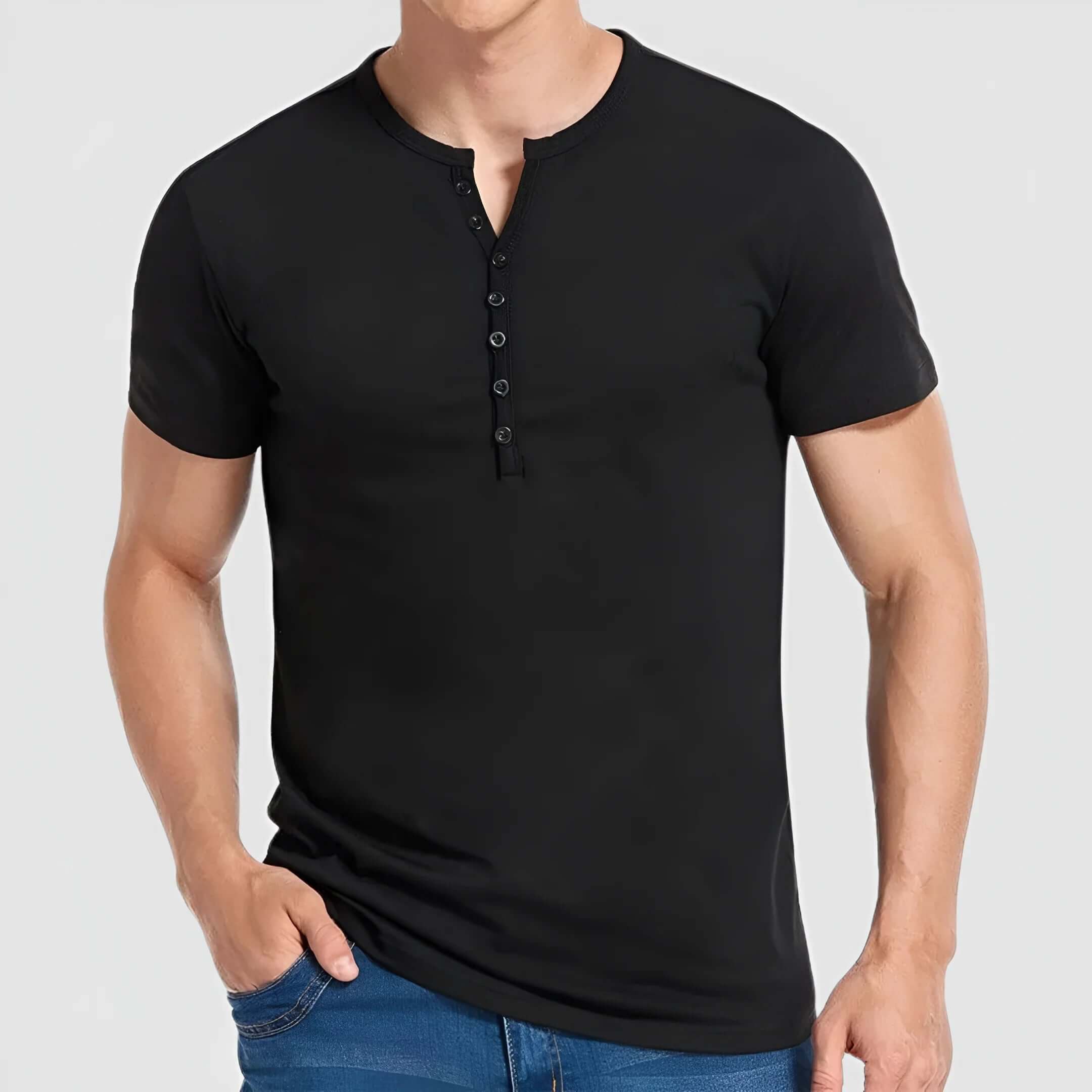 Kurzärmliges Henley-Shirt für Herren