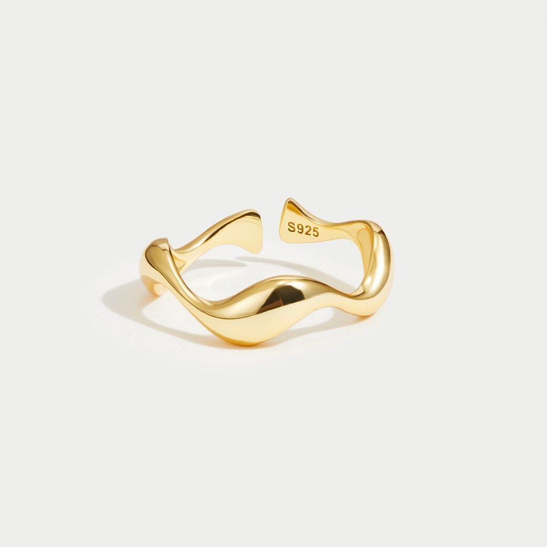 925 Sterling Gold Wellenring für Frauen