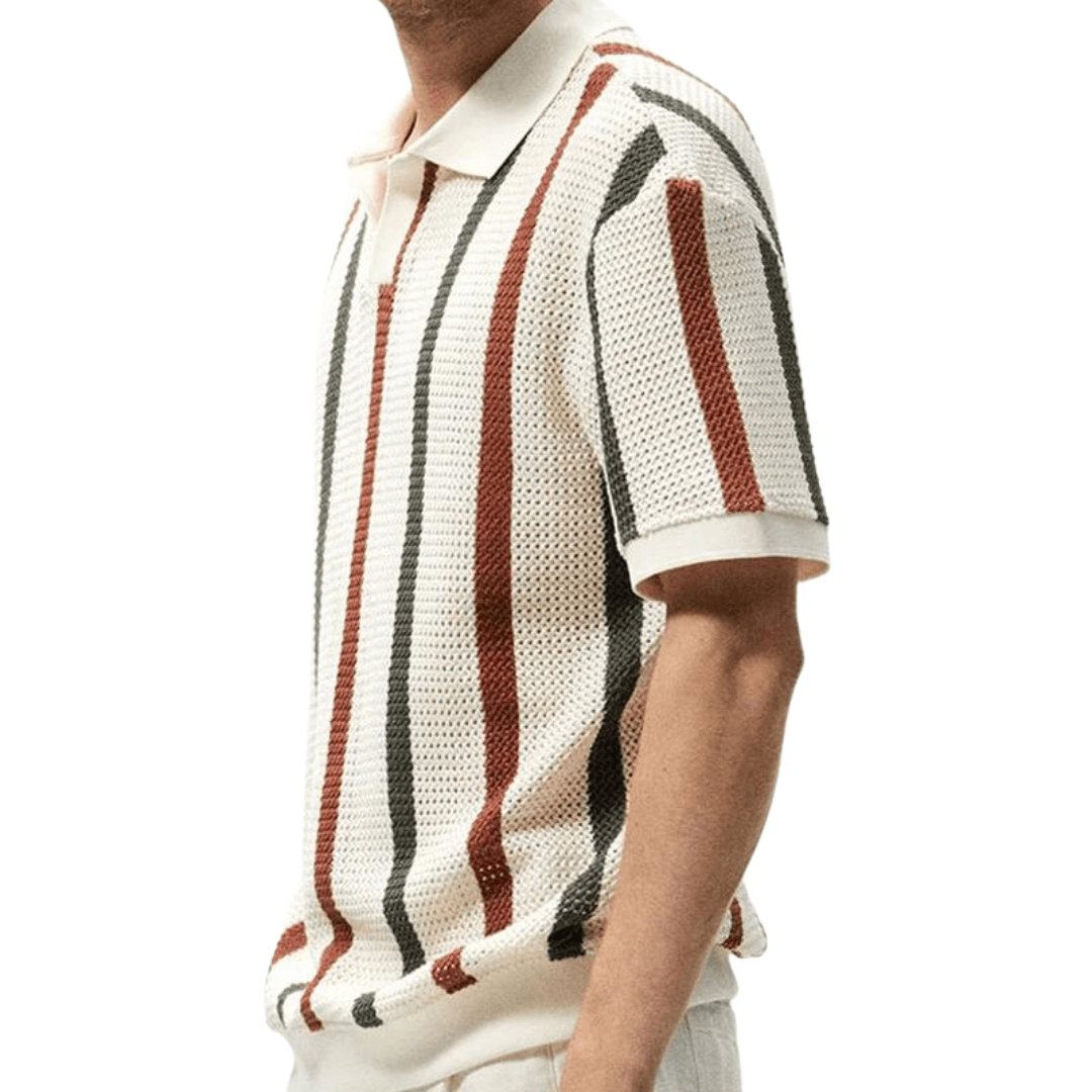 Gestreiftes Herren-Strickpoloshirt - Komfort & Stil