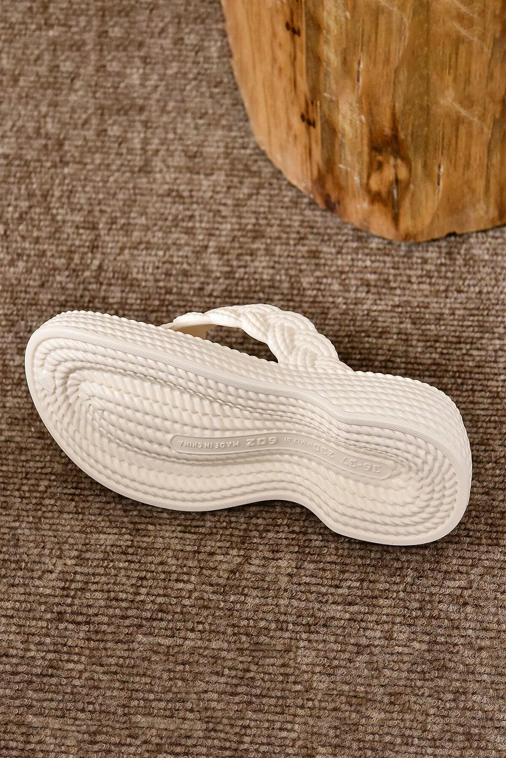 Weiße Geflochtene Flip-Flops mit dicker Sohle Für Frauen