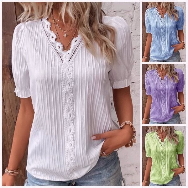 Leichte Sommerbluse Damen Atmungsaktiv Elegant Kurzarm – Victoria