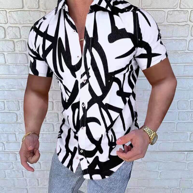 Herren Kurzarmhemd Abstrakter Print