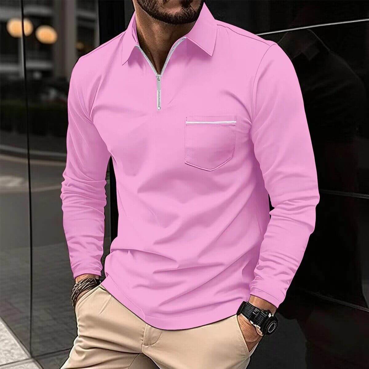 Langärmliges Herren-Poloshirt - Komfort & Stil
