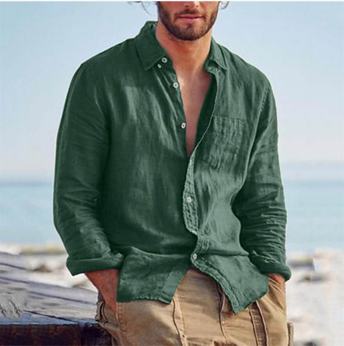 Leinenhemd Herren Sommer Kurzarm