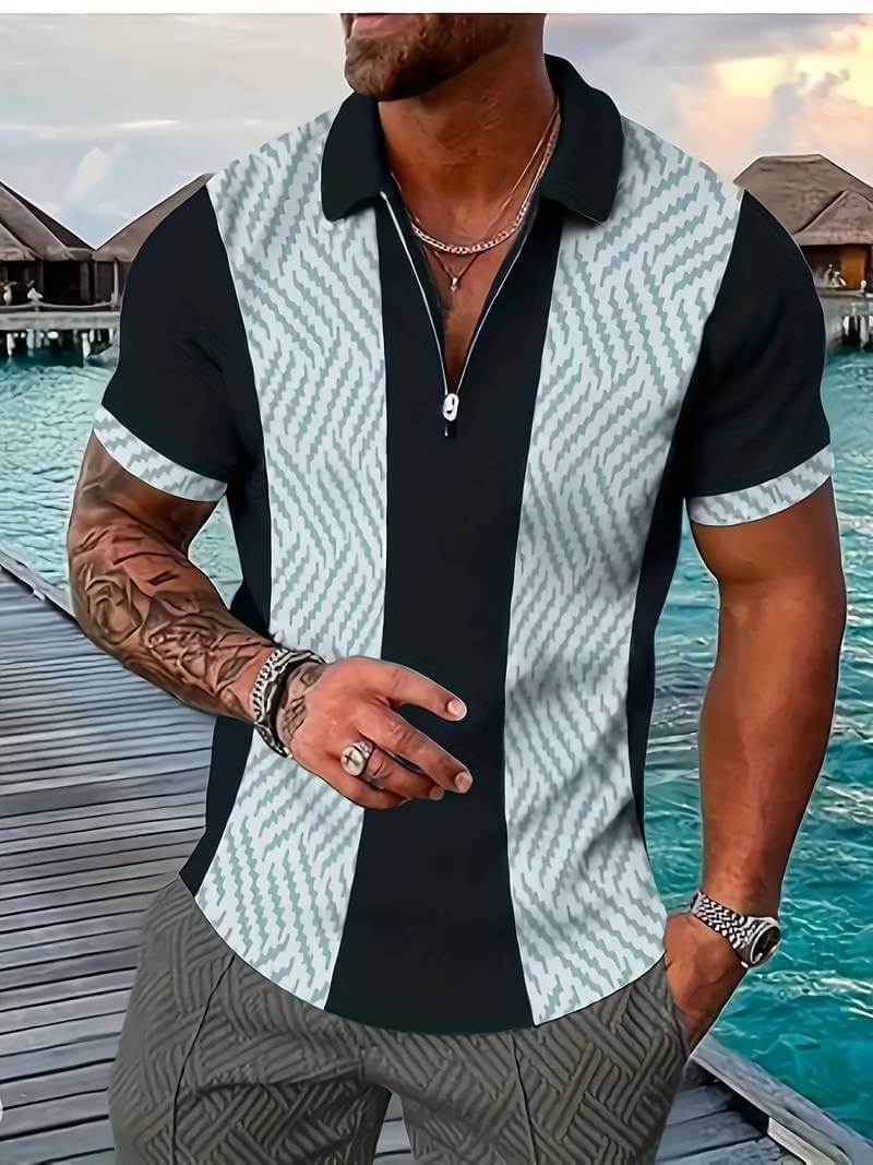 Farbblock-Golfshirt Herren - Atmungsaktiv & Elegant