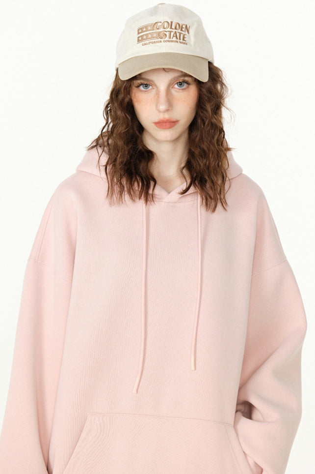 Winter-Sweatshirt mit Kapuze in Volltonfarbe