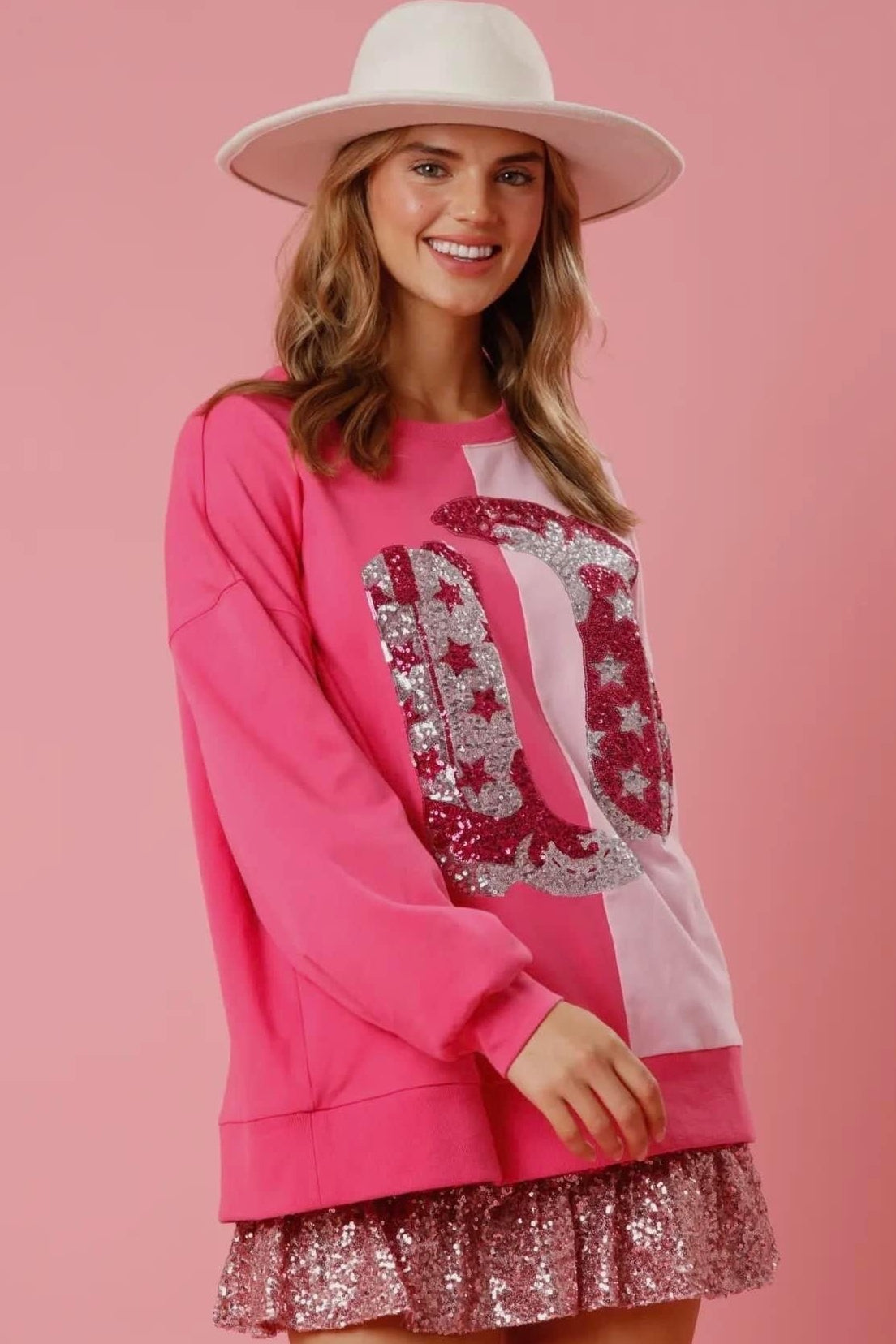 Übergroßes Sweatshirt mit Pailletten-Logo