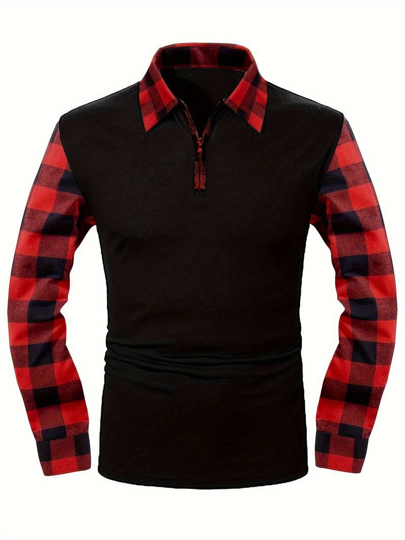 Langärmliges Flanell-Poloshirt mit Karomuster