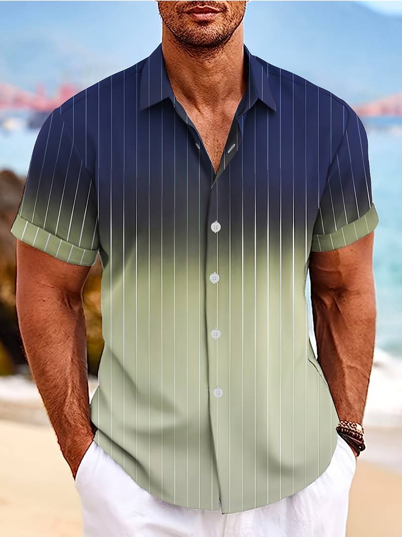 Kurzarm-Button-Down-Shirt mit Farbverlauf