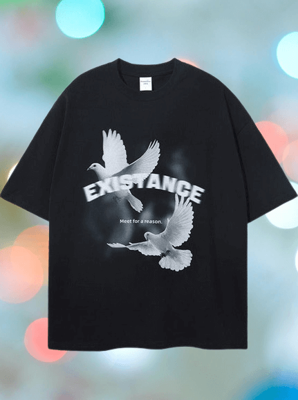 Friedenstauben-Print T-Shirt Herren - Kurzarm Sommertop