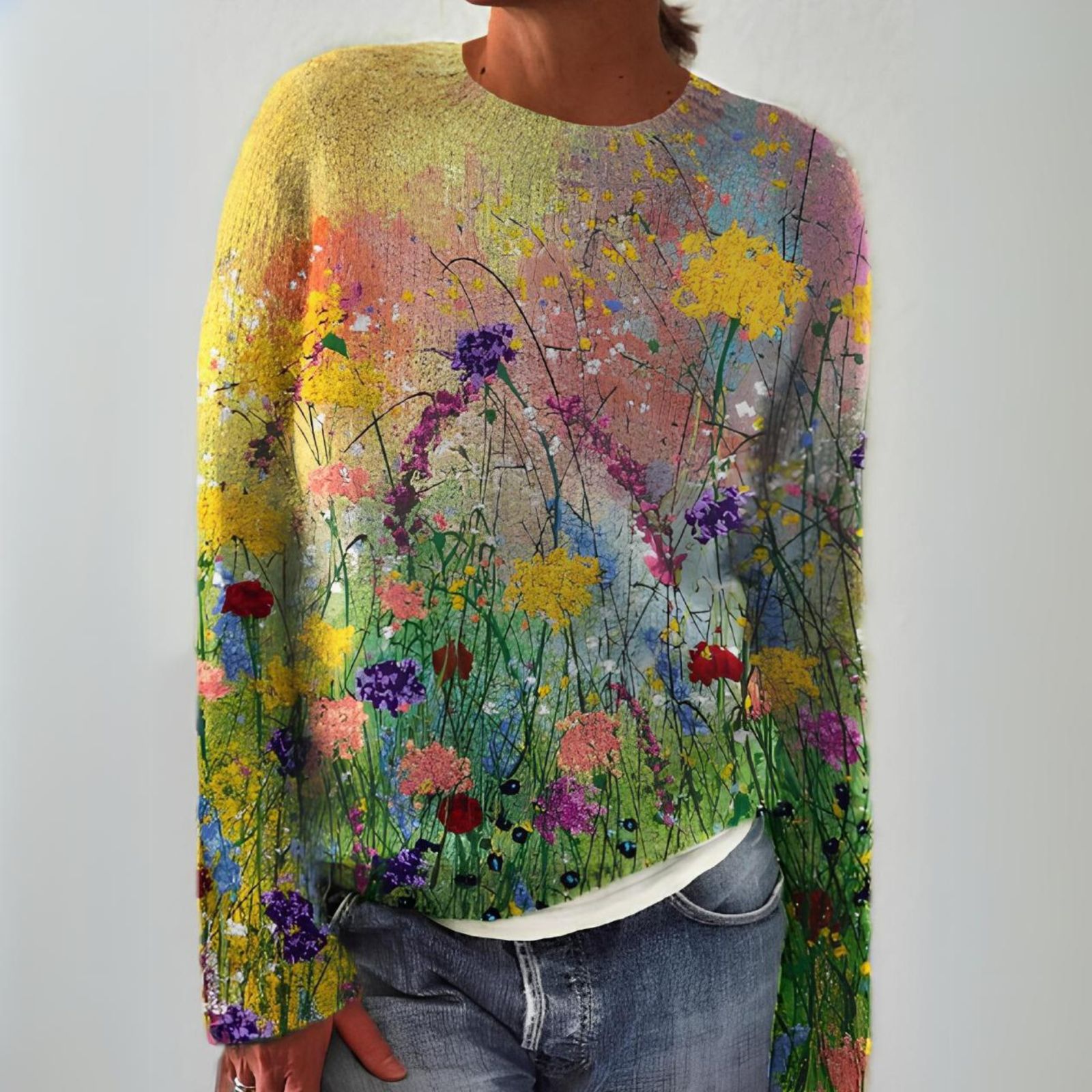 MARTA - BLUMENKUNST KUSCHELIGER PULLOVER