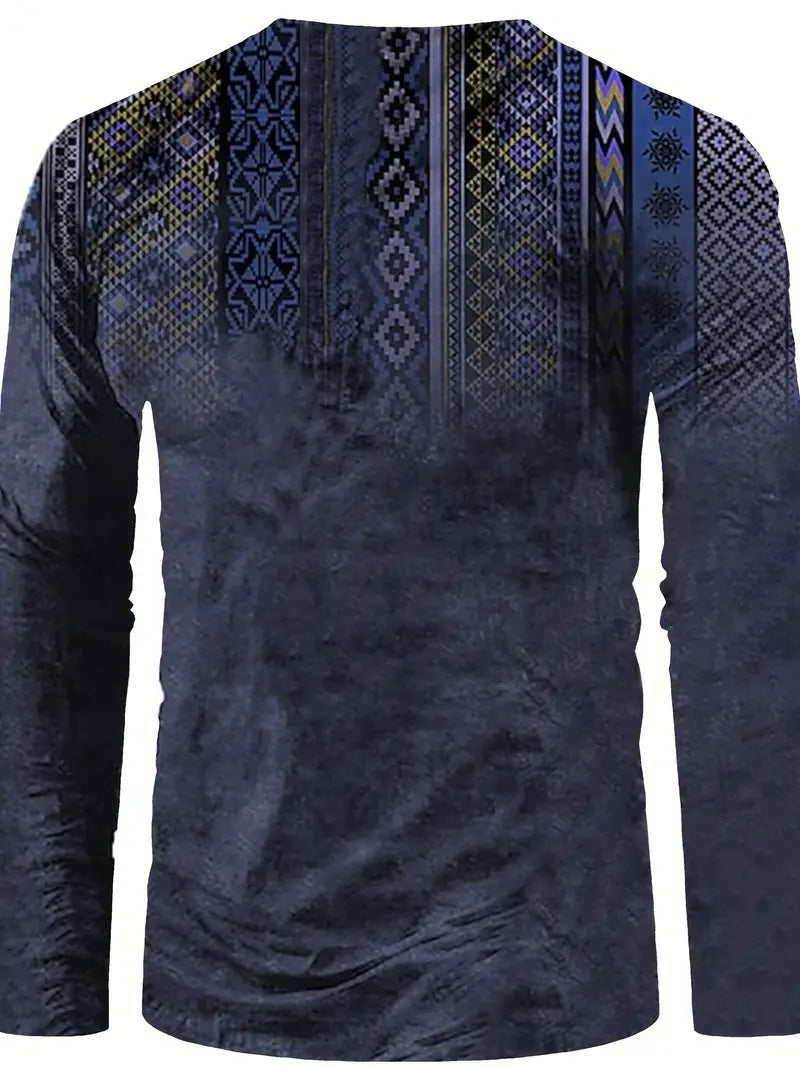 Boho Herrenhemd Langarm Stickerei V-Ausschnitt – Elviro