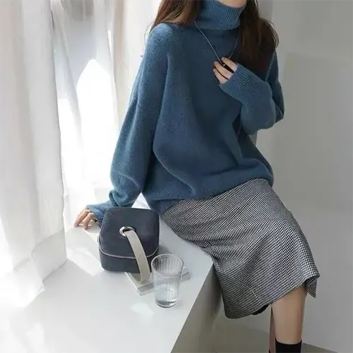 Maelina | Damen Lange Rollkragen Pullover | Überdimensionale
