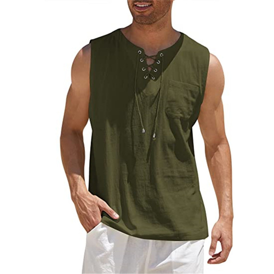 Herren Leinenhemd Ärmellos Sommer Slim Fit – Jimmy