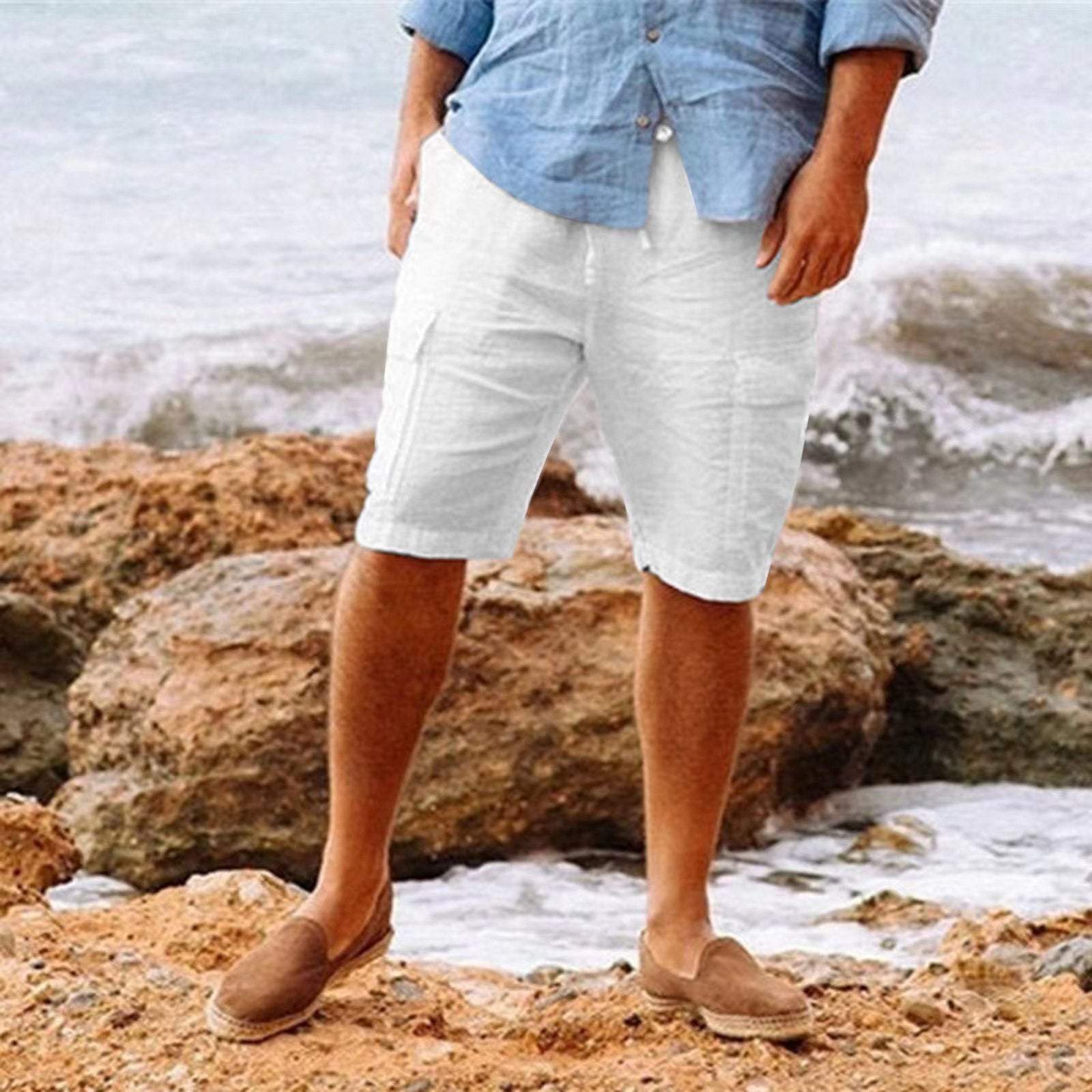 Weiße Leinen Sommer Shorts Herren Atmungsaktiv – Jonas
