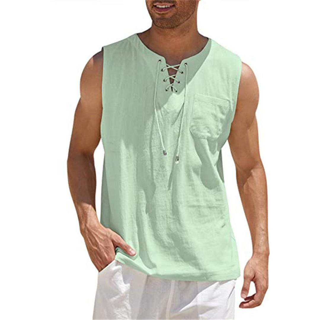 Herren Leinenhemd Ärmellos Sommer Slim Fit – Jimmy