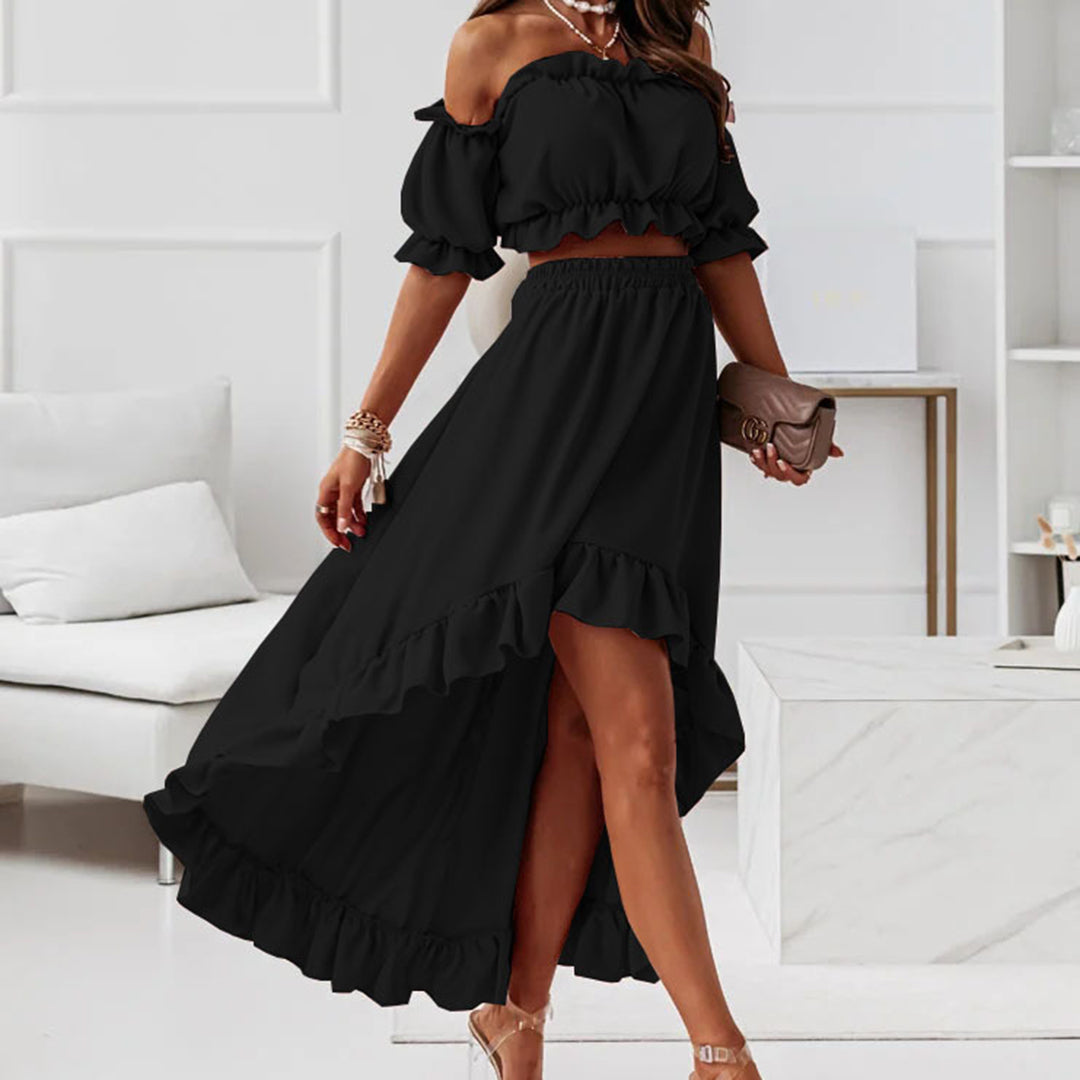 Jolanda | Off-Shoulder Set mit langem Rock