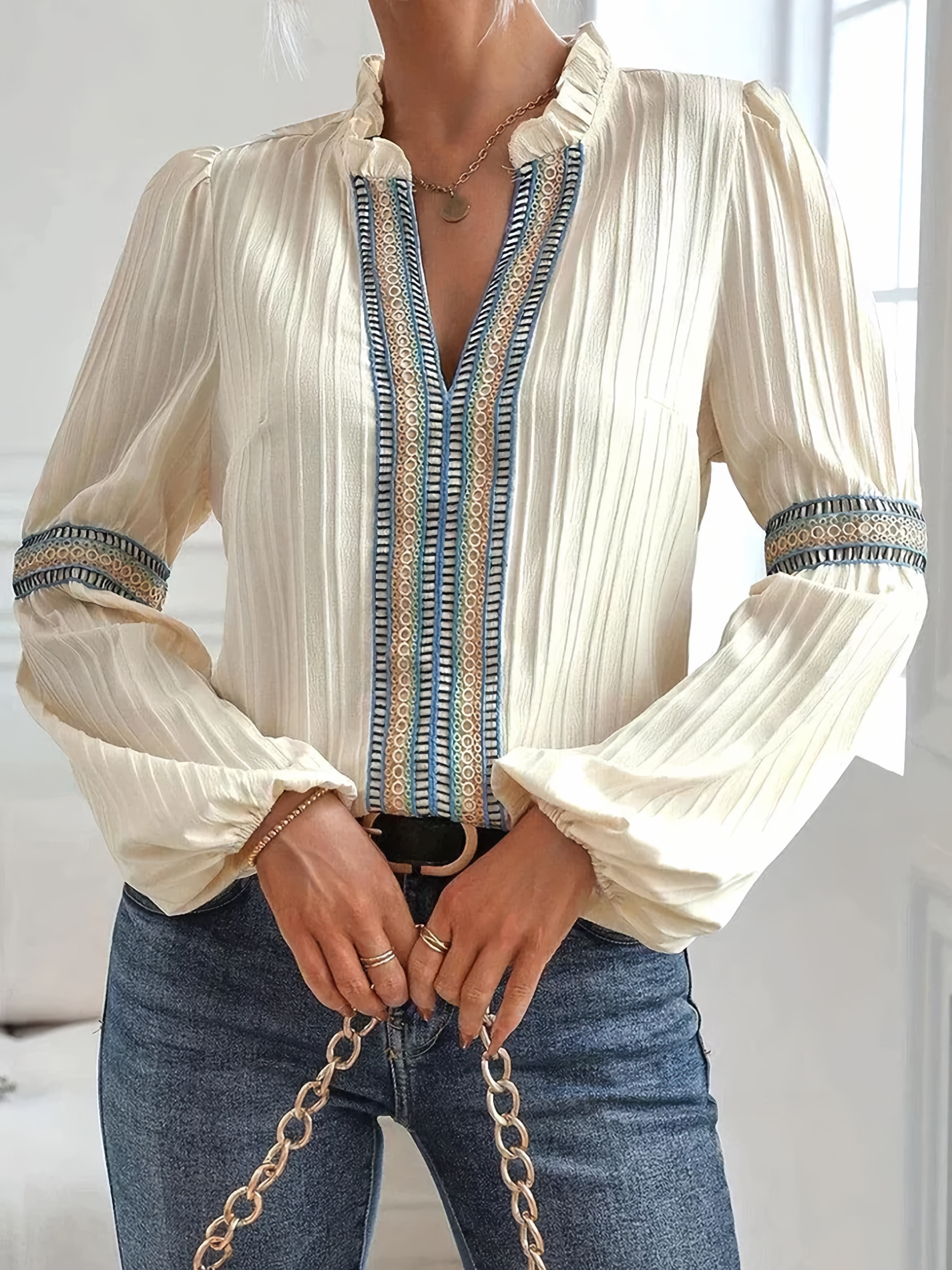 Spitzen-Boho-Chic-Bluse Für Frauen