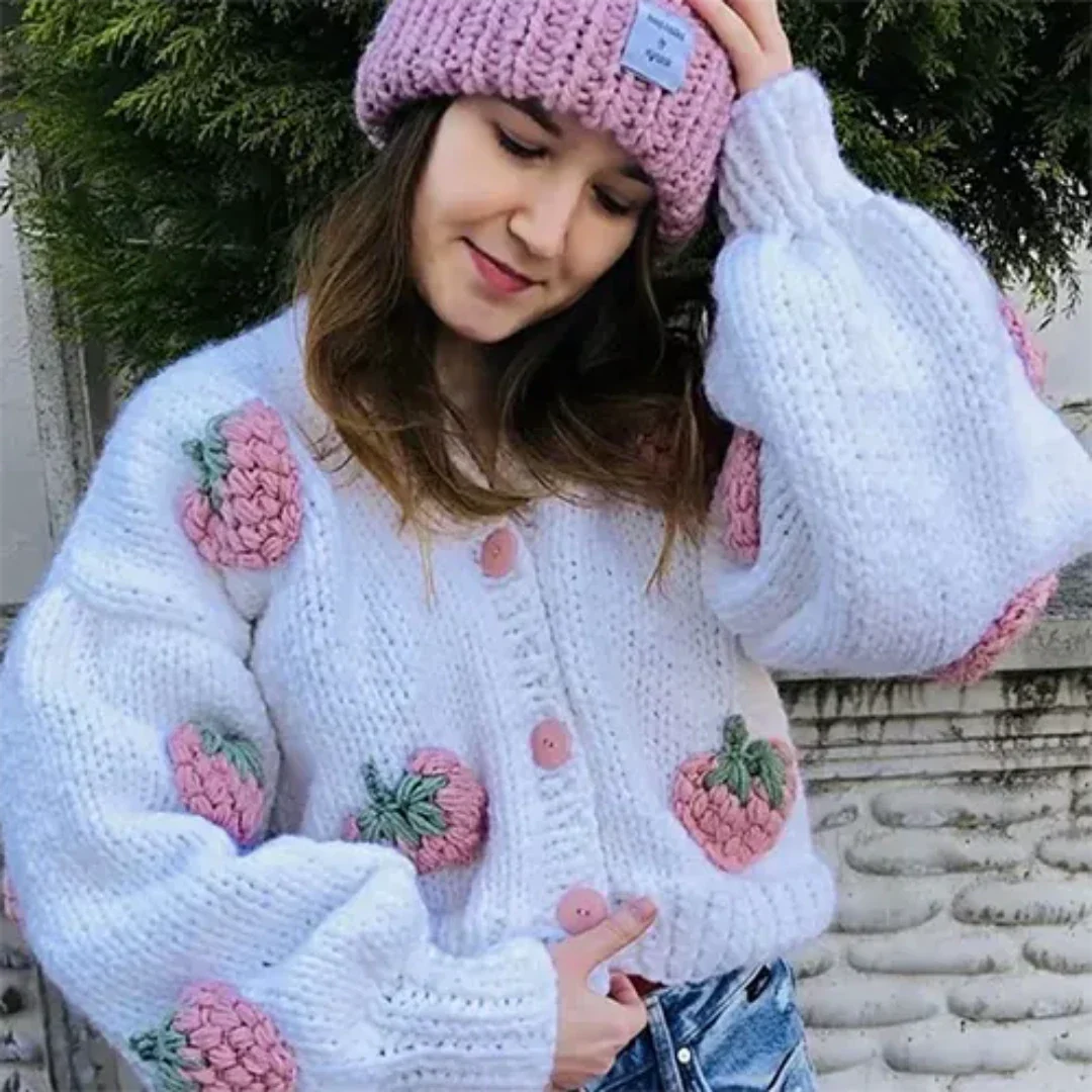 Carmelitana | Damen Puffärmelige Strickjacke | Kurze