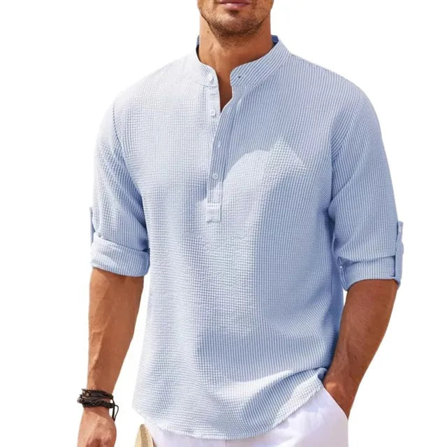 Monroe - Khaki Leinen-Casual-Herrenhemd