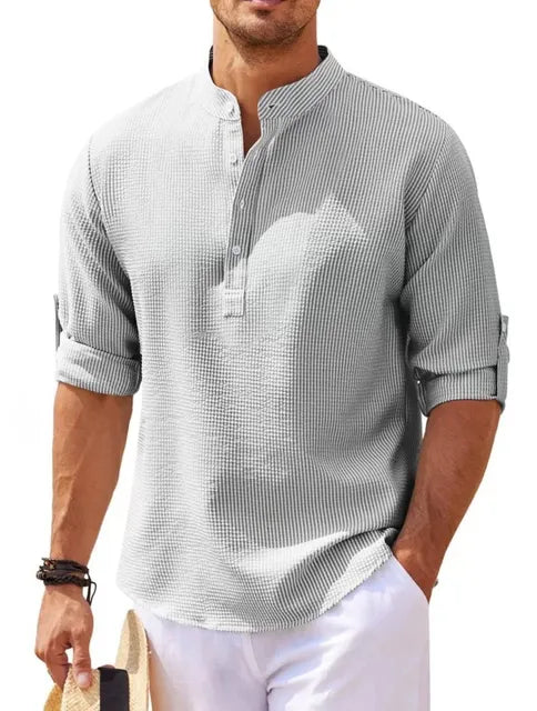 Monroe - Khaki Leinen-Casual-Herrenhemd