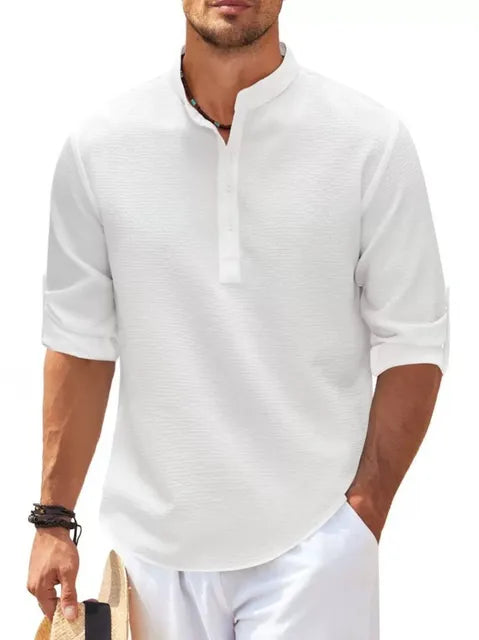 Monroe - Khaki Leinen-Casual-Herrenhemd