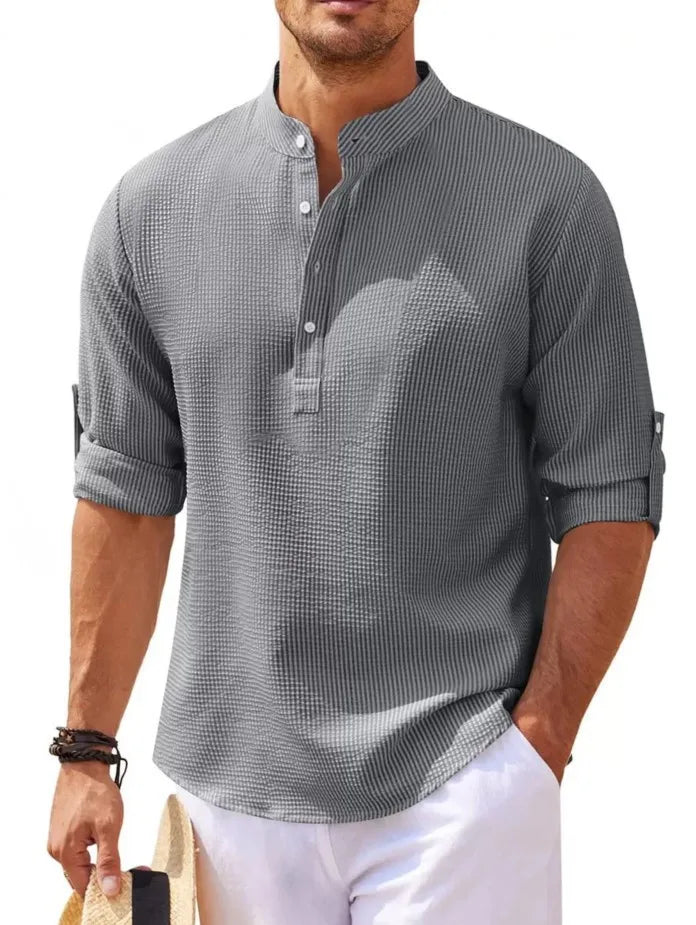 Monroe - Khaki Leinen-Casual-Herrenhemd