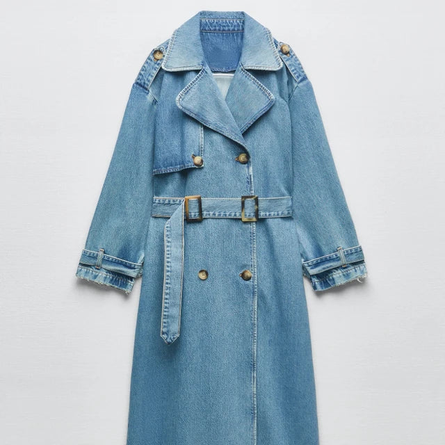 Claudine | Gemütlicher und warmer Denim-Trenchcoat
