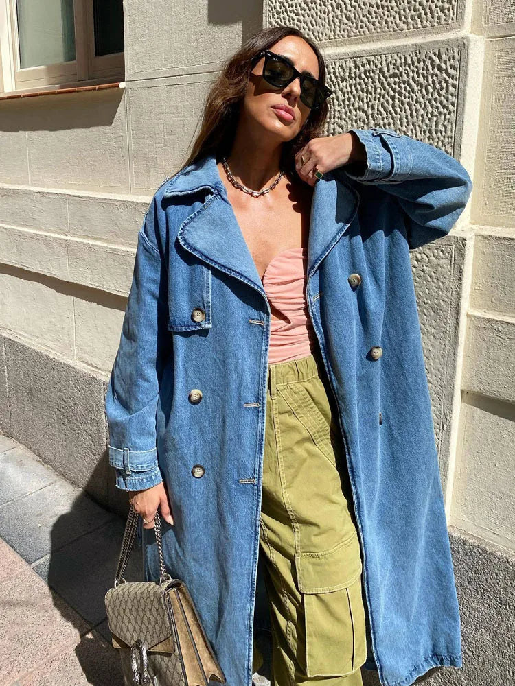 Claudine | Gemütlicher und warmer Denim-Trenchcoat