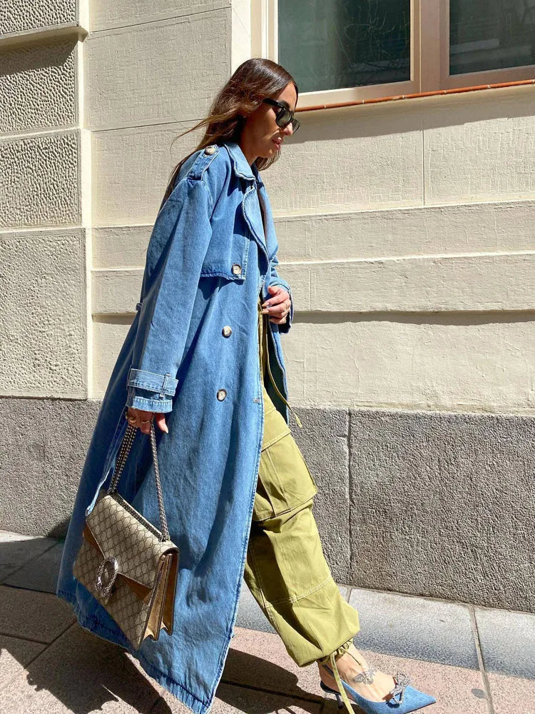 Claudine | Gemütlicher und warmer Denim-Trenchcoat
