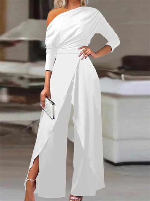 Natascha | Eleganter Party-Overall, Plissee mit kalten Schultern für Frauen