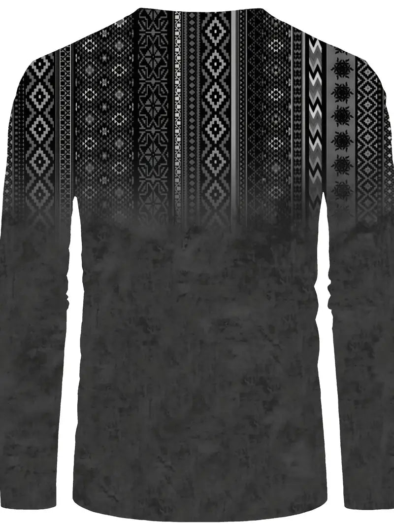 Boho Herrenhemd Langarm Stickerei V-Ausschnitt – Elviro