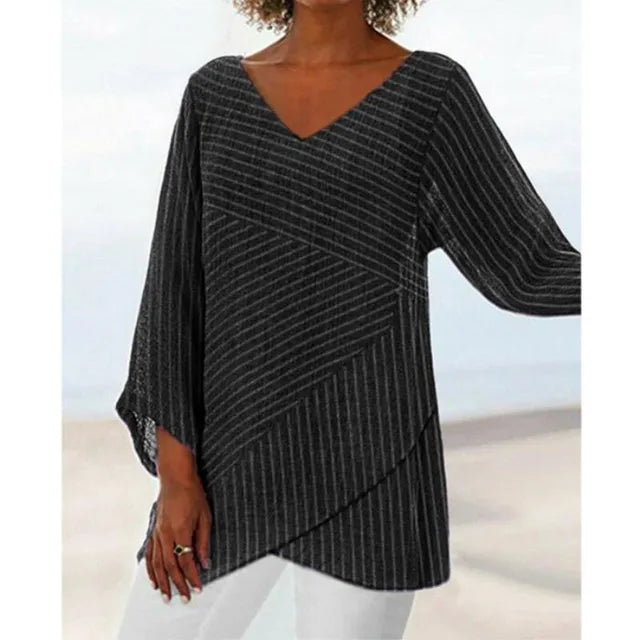 Schicke Blau & Weiß Gestreifter Langarm-Kaschmirpullover